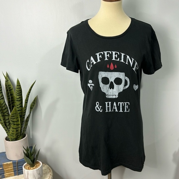 Ranger Up Women's Caffeine & Hate Skull Mug Tee size medium - Picture 1 of 6